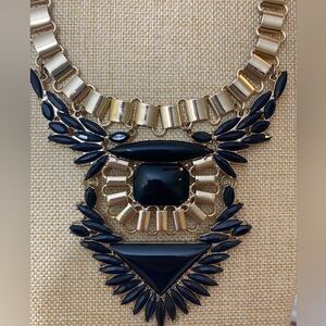 Black &‎ Gold Tone Statement Brutalist Bib Necklace